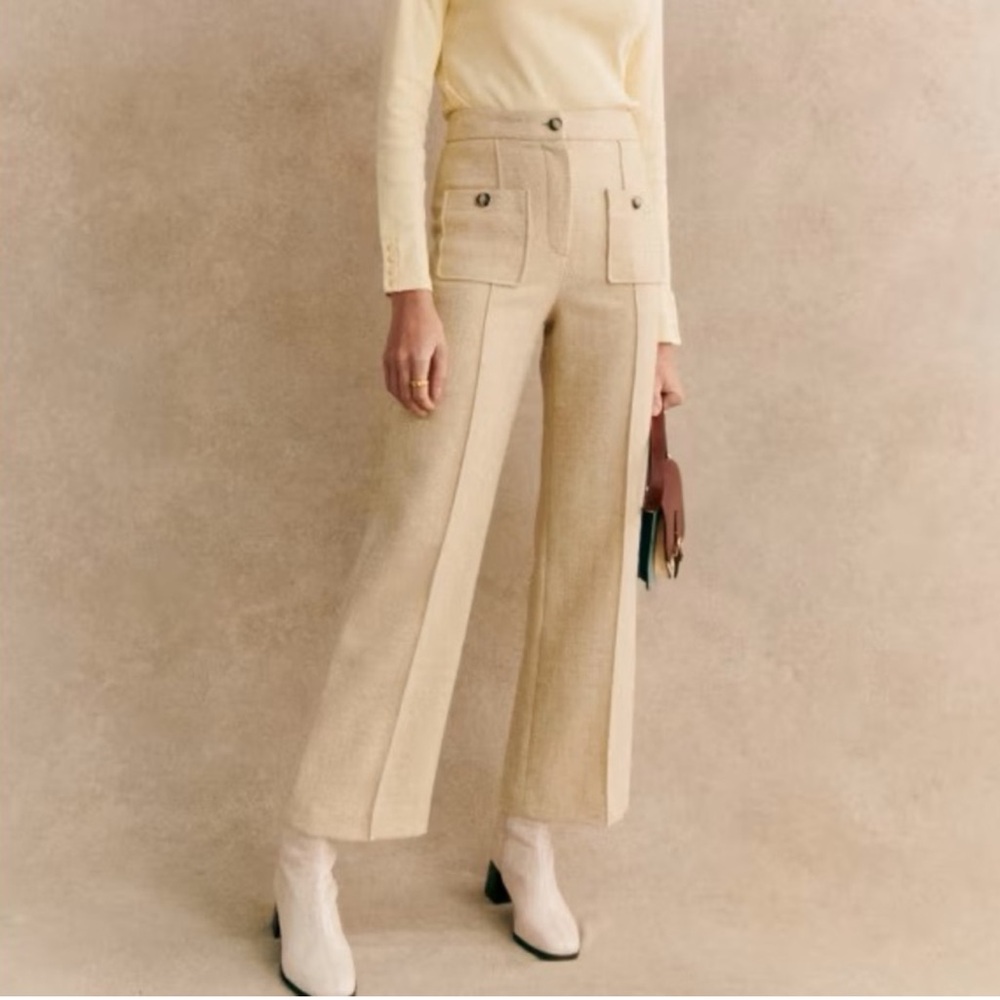 Sézane Emilio Trousers Cream sz 34- READ